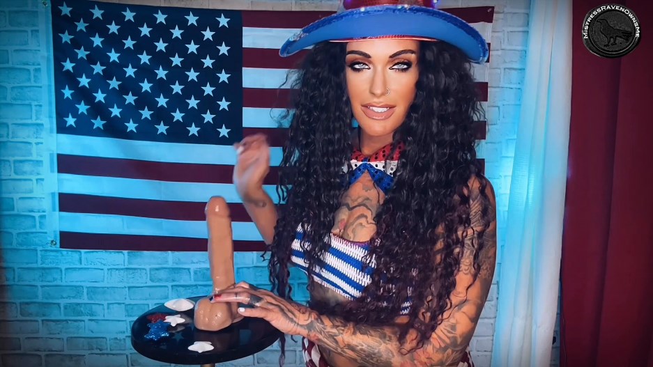 MistressRavenFD – Red White and Blue Balls – Stroking Game